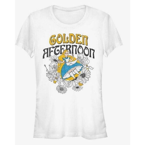 Hot Topic Disney Alice In Wonderland Golden Afternoon Girls T-Shirt Size Medium - Picture 1 of 6